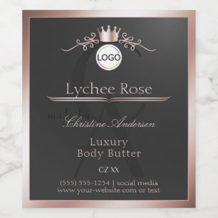 Grey Product Label Rose Gold Frame Logo Monogram