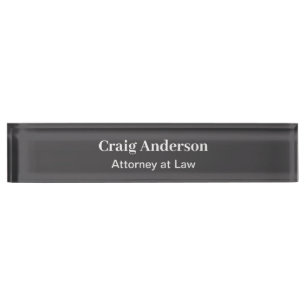 Grey Professional Plain Modern Elegant Nameplate