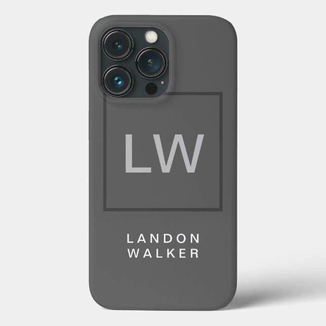 Grey professional simple modern initials monogram Case-Mate iPhone case (Back)