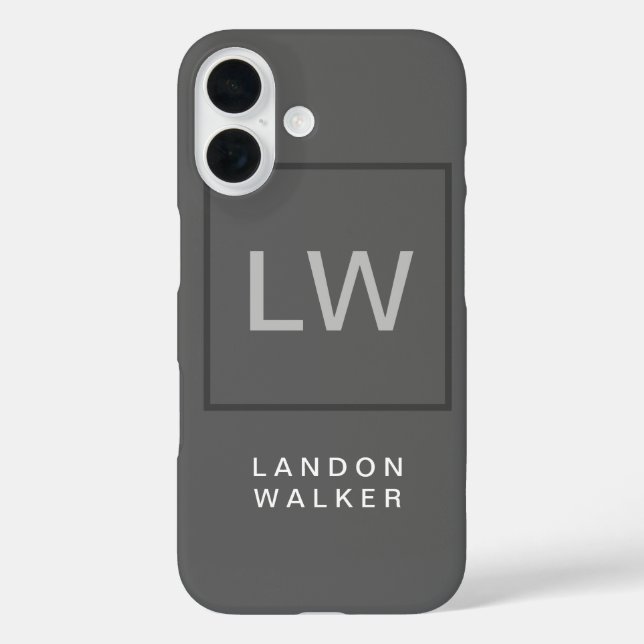 Grey professional simple modern initials monogram Case-Mate iPhone case (Back)