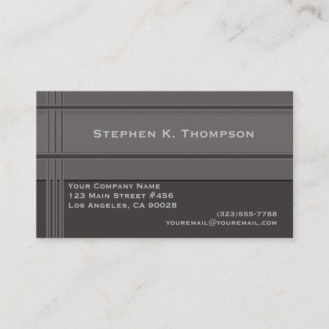 Grey Professional Stripes Block Business Card (Front)