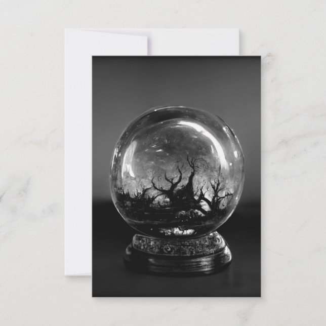 Grey Psychic Crystal Ball Thank You Card (Front)