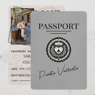 Grey Puerta Vallarta Passport Save The Date