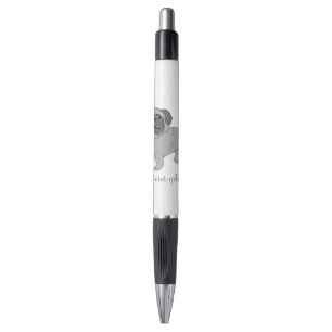 Grey Pug Dog Design Just Add Name Pen
