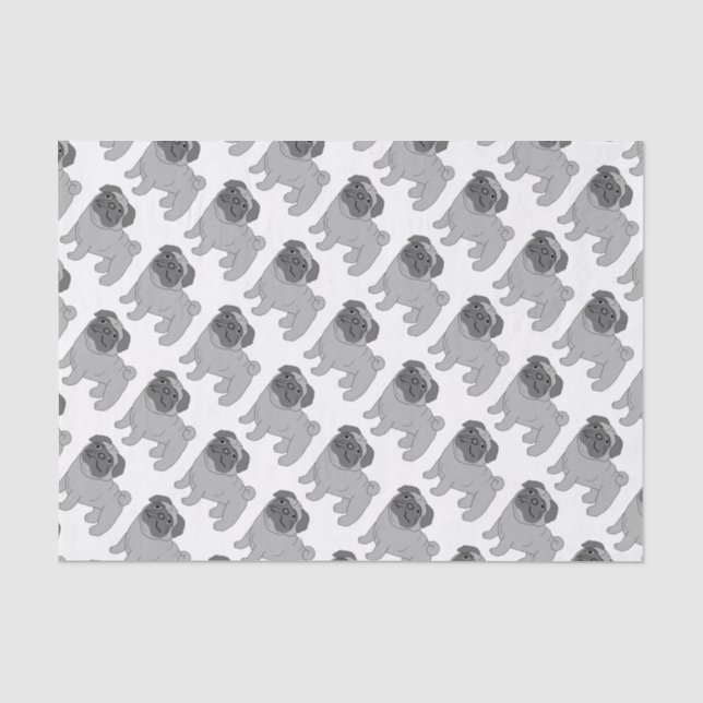 Grey Pug Dog Design Tissue Paper (Front)