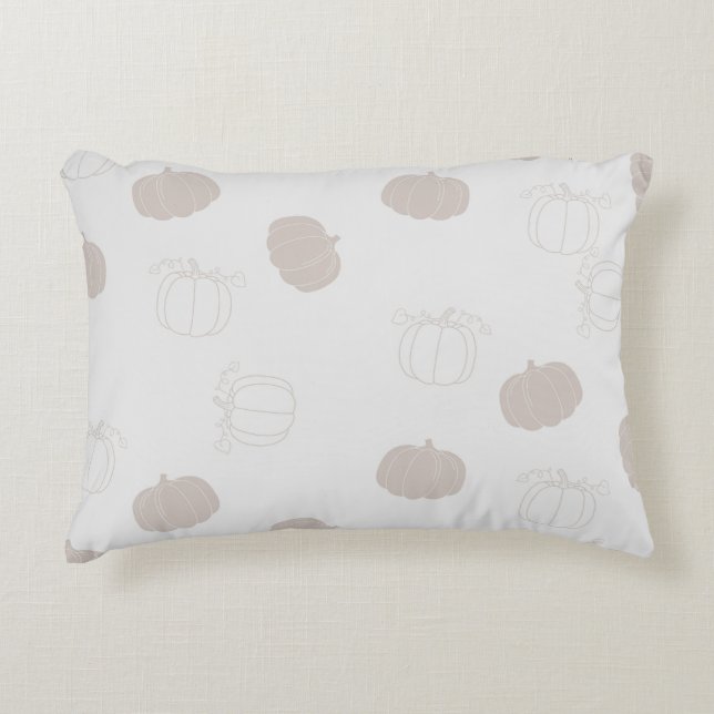 Grey Pumpkin Autumn Fall Season Pattern Accent Pillow (Front)