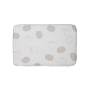 Grey Pumpkin Autumn Fall Season Pattern Bath Mat