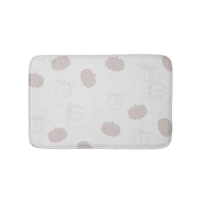 Grey Pumpkin Autumn Fall Season Pattern Bath Mat (Front)