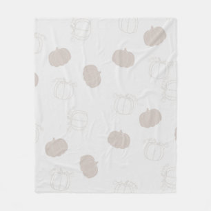 Grey Pumpkin Autumn Fall Season Pattern Fleece Blanket
