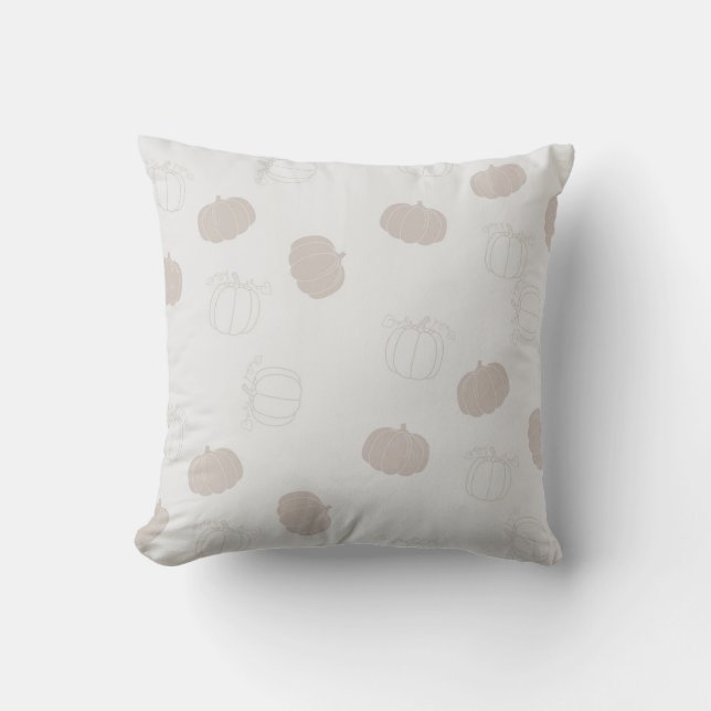 Grey Pumpkin Autumn Fall Season Pattern Throw Pillow (Front)