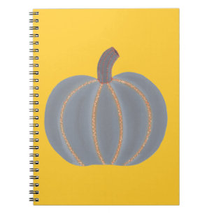 Grey Pumpkin Orange Lights Halloween Notebook