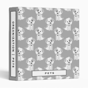 Grey Puppy Dog Pattern   Dog's Pet Records Binder
