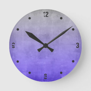Grey Purple Blue Modern Rustic Abstract Round Clock