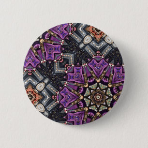 Grey purple fractal steampunk Kaleidoscope 2 Inch Round Button