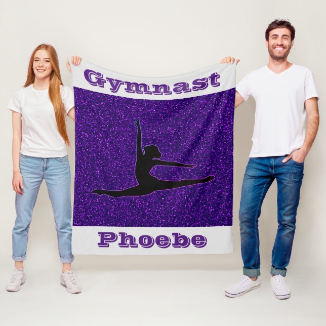Grey / Purple Gymnastics Fleece Blanket for Girls (In Situ)