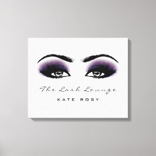 Grey Purple Makeup Artist Beauty Damask Lashes Canvas Print
