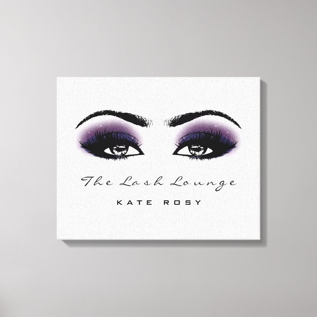 Grey Purple Makeup Artist Beauty Damask Lashes Canvas Print (Front)