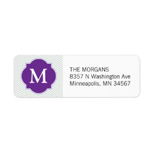 Grey & Purple Modern Chevron Custom Monogram