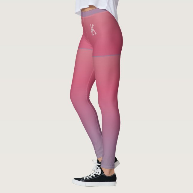 Grey Purple Pink gradient, Shorts, Custom Monogram Leggings (Left)