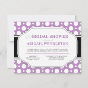 Grey & Purple Polka Dot Bridal Shower Invitations