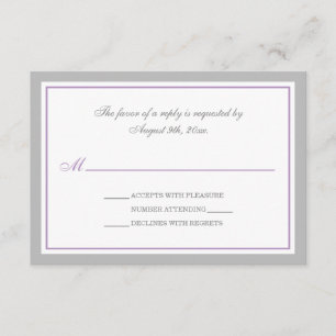 Grey & Purple Wedding Reception RSVP Cards