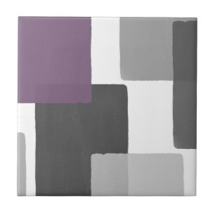 Grey Purple White Geometric Modern Minimalist Tile