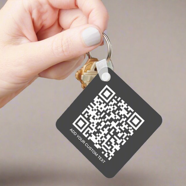 Grey QR Code Company Logo Corporate Promotion  Keychain (Creator Uploaded)