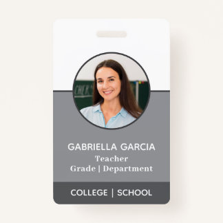 Grey QR Code School Photo ID badge