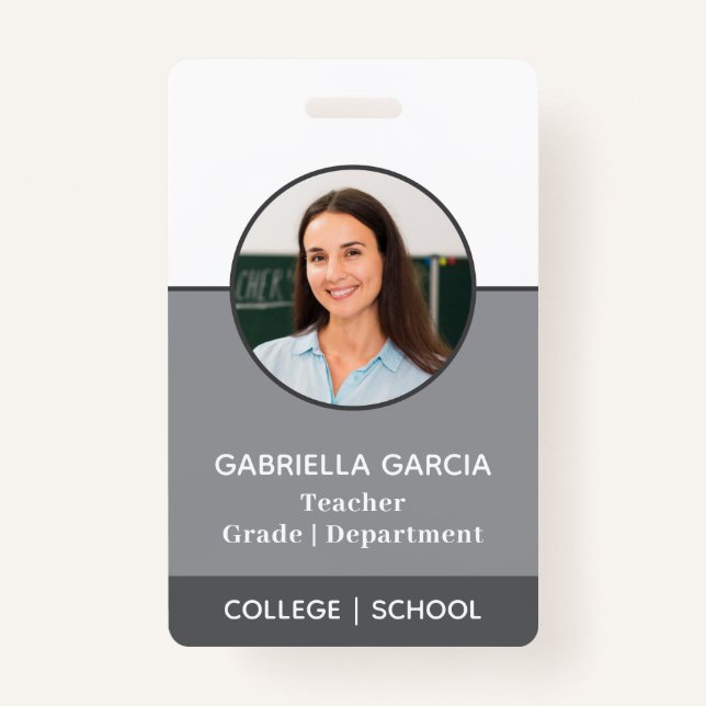Grey QR Code School Photo ID badge (Front)