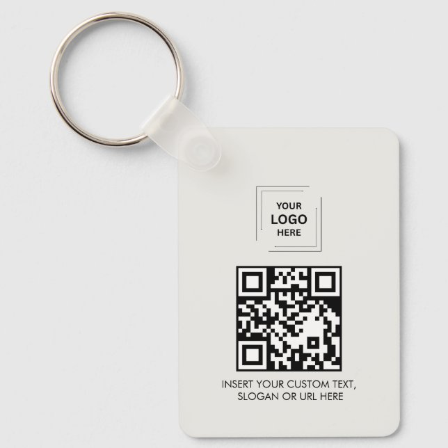 Grey QR Logo Contact Share Professional Design Keychain (Front)