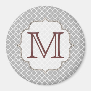 Grey Quarterfoil Latti Monogram Initial Magnet
