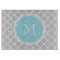 Grey Quatrefoil Pattern, Blue Monogram