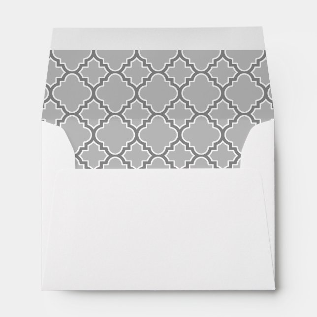 Grey Quatrefoil Pattern Lined Envelopes (Back (Bottom))