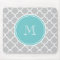 Grey Quatrefoil Pattern, Teal Monogram