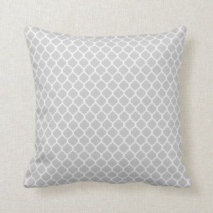 Grey Quatrefoil Throw Pillow