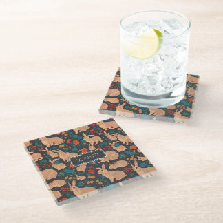 Grey Rabbit Mosaic Colourful Personalized Pattern Glass Coaster