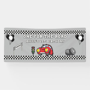 GREY race car Boy's 1st Birthday 2.5 X 6 Vinyl Banner