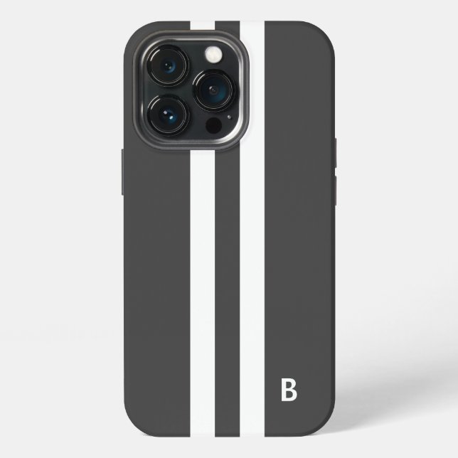 Grey Racing Stripe iPhone Case (Back)