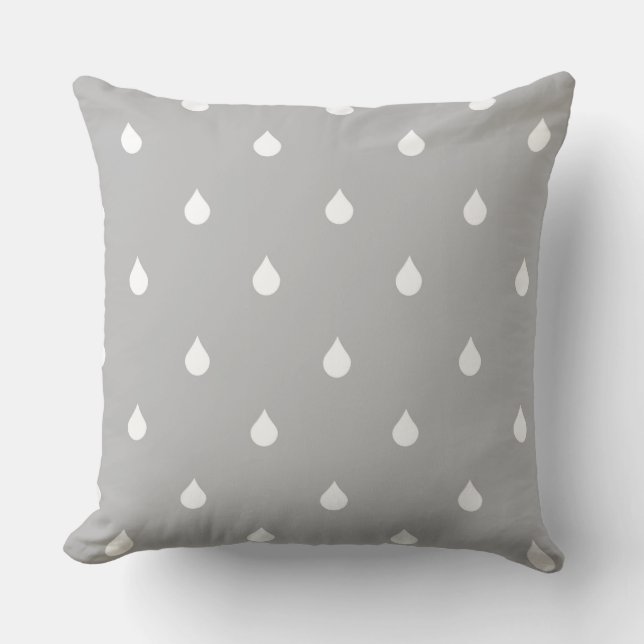 grey raindrops throw pillow (Front)