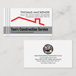 Grey Re-bar Lines Concrete Layer Red Roof Business Card
