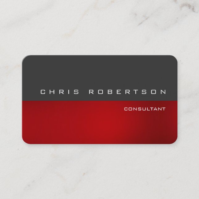 Grey Red Attractive Charming Business Card (Front)
