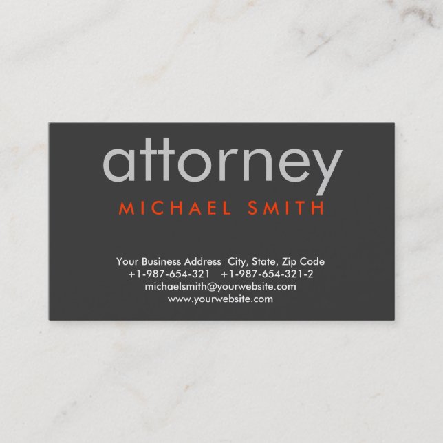 Grey Red Avocat à la mode chez Law Carte de visite (Devant)