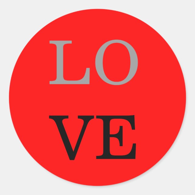 Grey Red Background Love Wedding  Classic Round Sticker (Front)