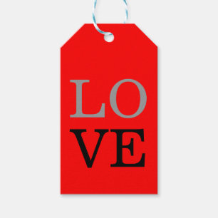 Grey Red Background Love Wedding Gift Tags