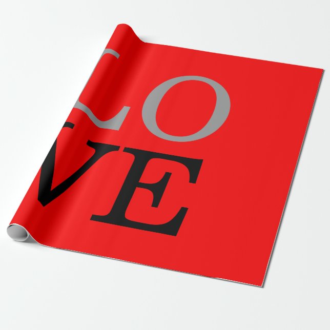 Grey Red Background Love Wedding  Wrapping Paper (Unrolled)
