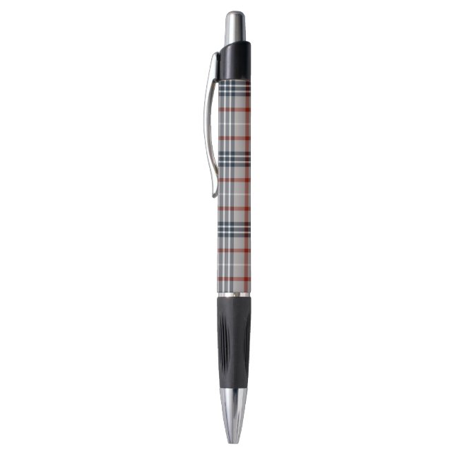 Grey/Red/Black Plaid Custom Pen (Top (Vertical))