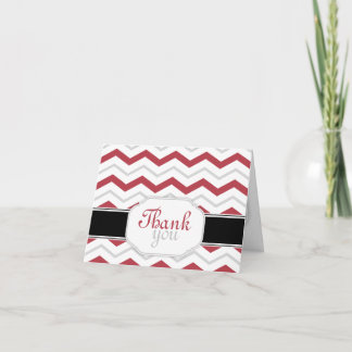 Grey & Red Chevron Trendy Thank You Cards