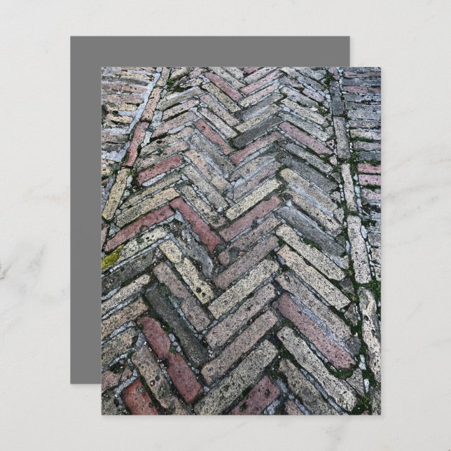 Grey Red Herringbone Pavers Scrapbook Paper (Front/Back)