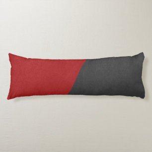Grey & red leather geometric design body pillow
