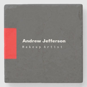 Grey Red Minimalist Modern Plain Remarkable Stone Coaster